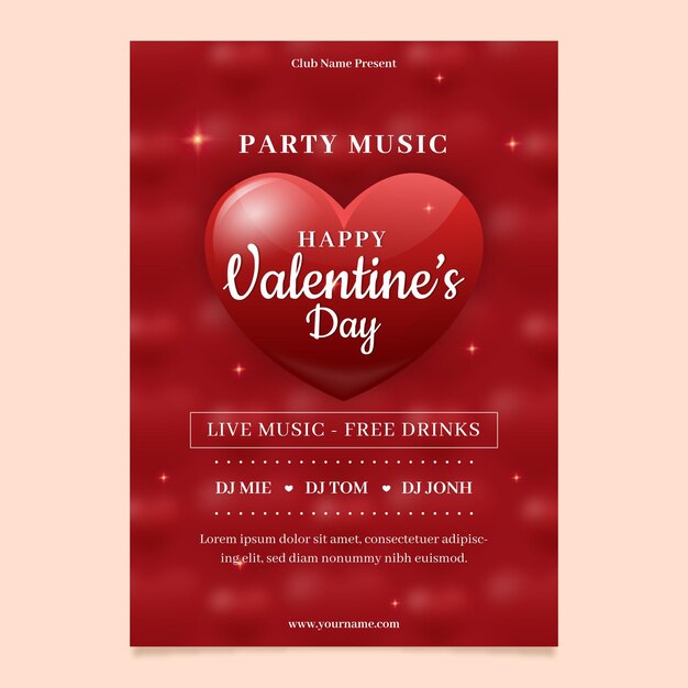 Free vector blurred valentine's day party flyer template