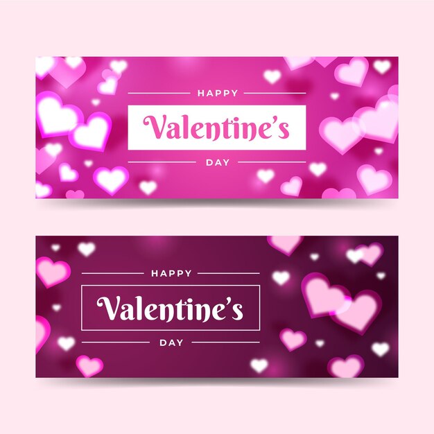 Modello di banner di san valentino sfocato