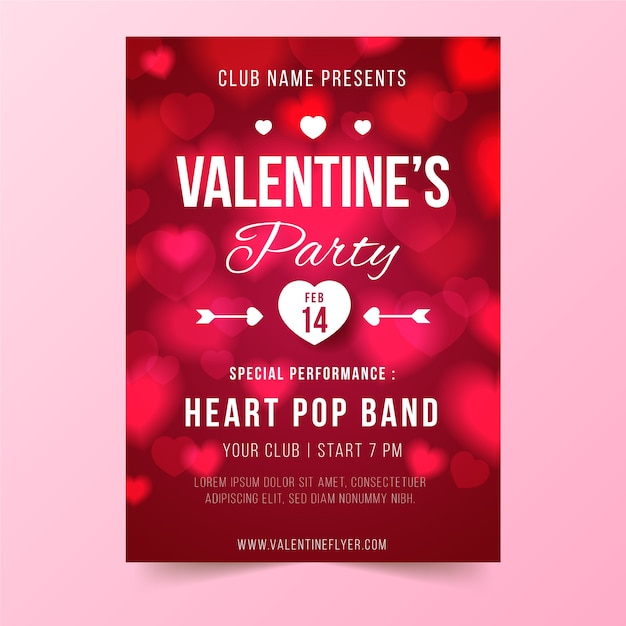 Free vector blurred valentines day flyer template