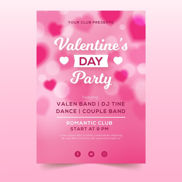 Free vector blurred valentines day flyer template