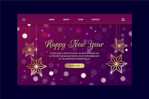 Blurred violet new year landing page