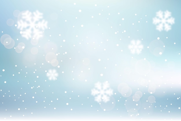Blurred winter background with snowflakes