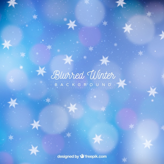 Free vector blurred winter background with stars and snowflakes