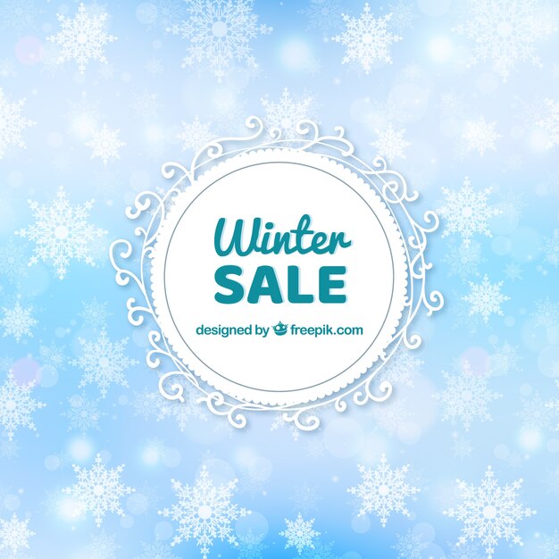 Blurred winter sale background