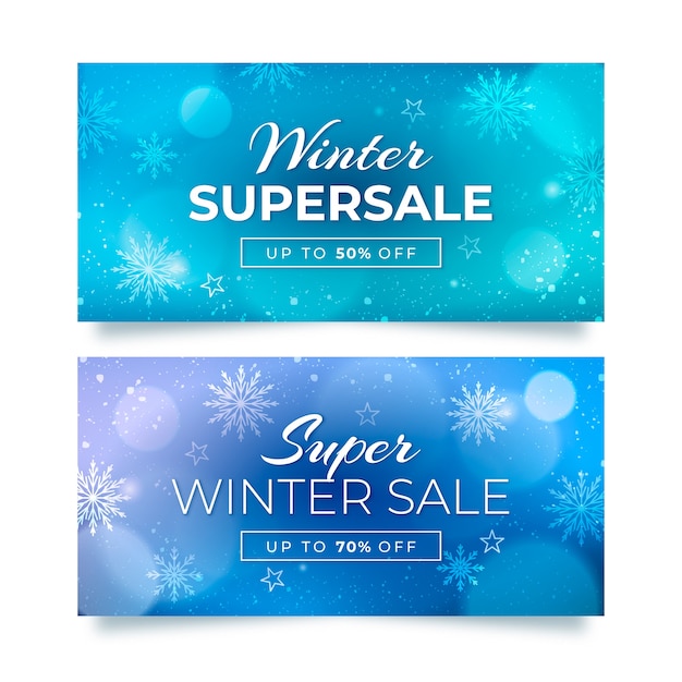 Бесплатное векторное изображение Затуманенное зимние продажи баннеров шаблон