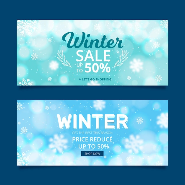 Blurred winter sale banners