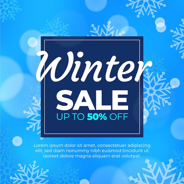 Blurred winter sale with special offer