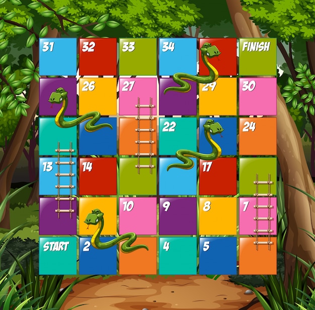 Snake And Ladder Board Game Jungle Theme - Arte vetorial de stock e mais  imagens de Jogo do Ganso - Jogo do Ganso, Cobra, Escada - Objeto  manufaturado - iStock