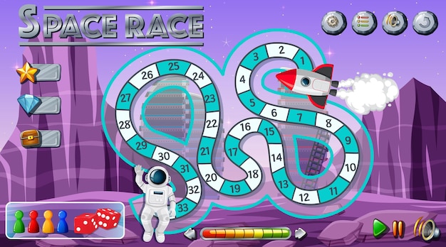 Vettore gratuito modello di gioco da tavolo con tema spaziale