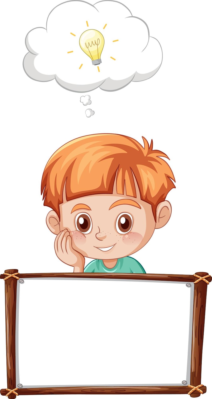 Free Vector board template with boy thinking
