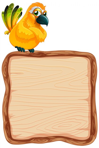 Board template with cute bird on white background