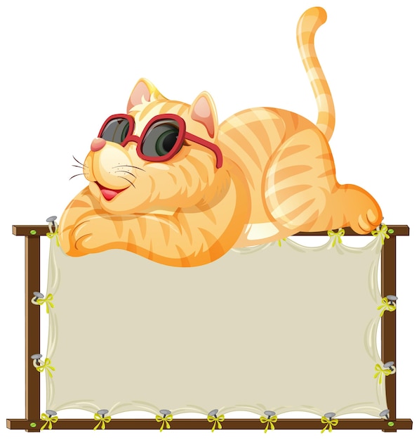 Free vector board template with cute cat on white background