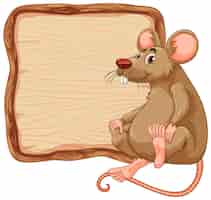 Free vector board template with cute mouse on white background