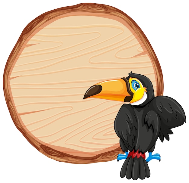 Board template with cute toucan on white background