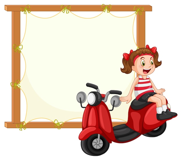 Free vector board template with girl on motorcycle