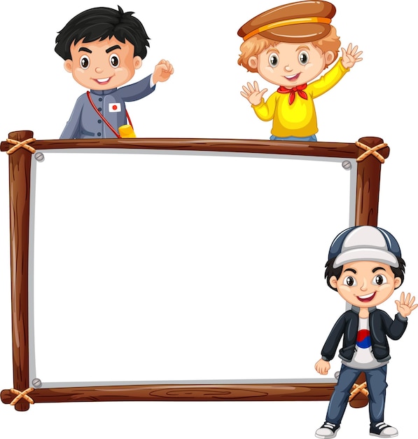 Board template with happy kids