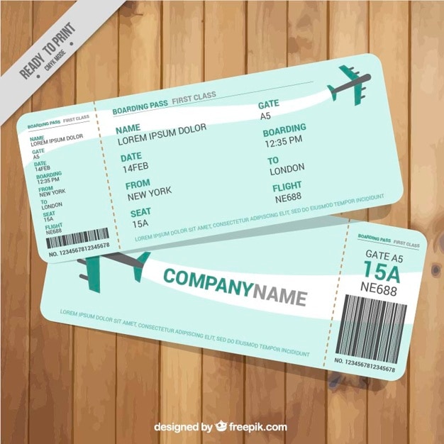 Free vector boarding pass with green details