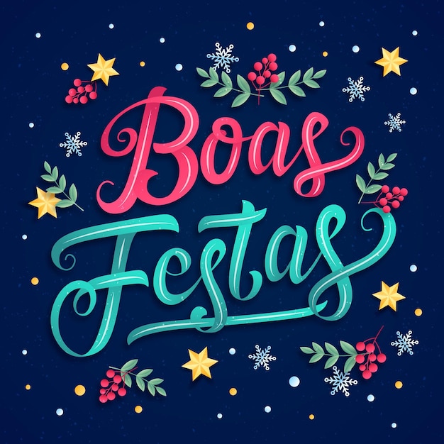 Boas festas lettering concetto