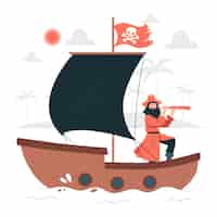 Бесплатное векторное изображение Иллюстрация концепции капитана лодки
