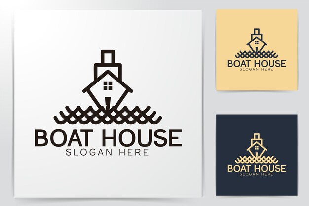 ボートの家のロゴは白い背景で隔離のインスピレーションをデザインします