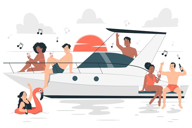 Free vector boat party concept illustration