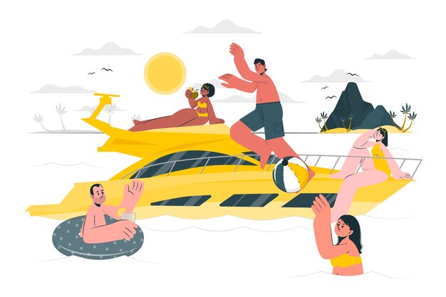 Free vector boat party concept illustration