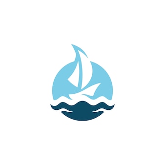 Лодка корабль парусный спорт значок силуэт логотип концепцию