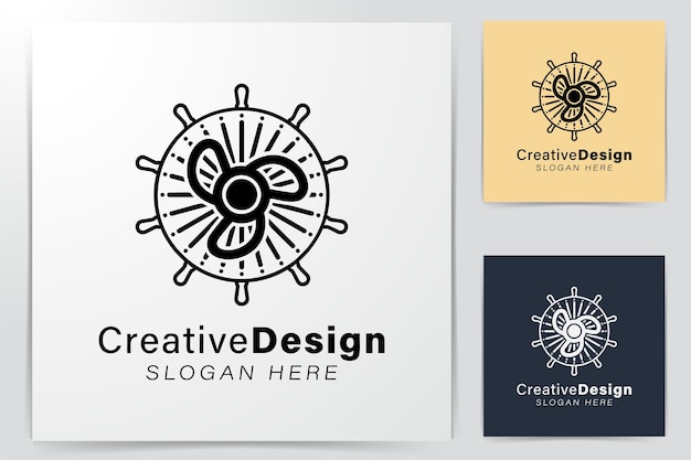Лодка рулевой, морской, морской и гребной логотип Идеи. Дизайн логотипа вдохновения. Шаблон векторные иллюстрации. Изолированные на белом фоне