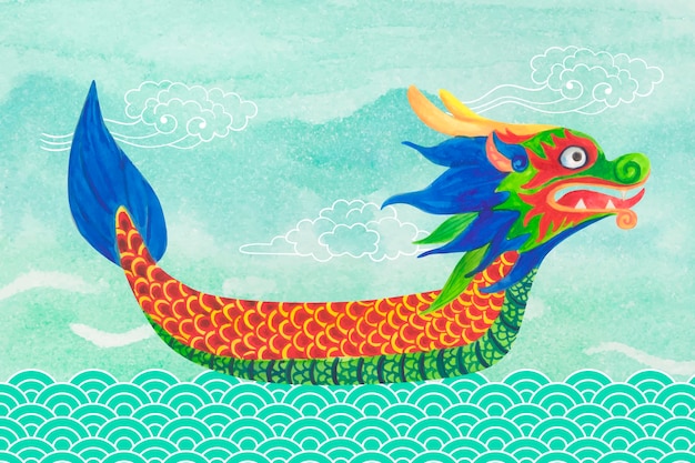 Boat with coloured dragon head