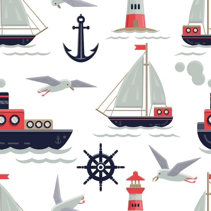 Free Vector boats pattern background