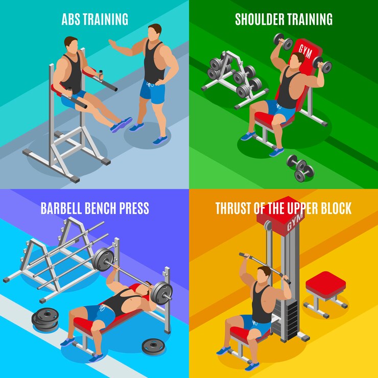 Free Vector body building isometric design concept