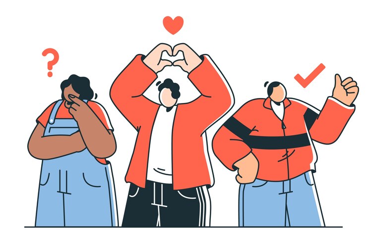 무료 Vector 신체 언어 개념 일러스트레이션