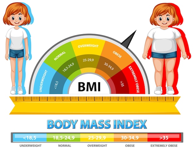 Vettore gratuito illustrazione del grafico dell'indice di massa corporea