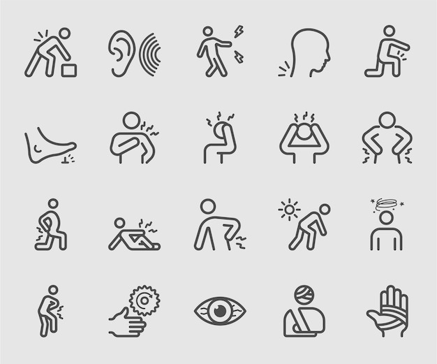 Body pain and injury line icon