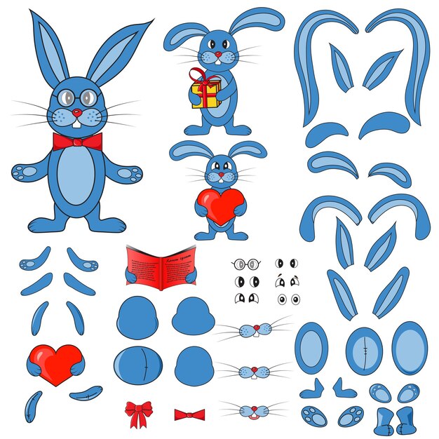 Body parts of the rabbit in vector