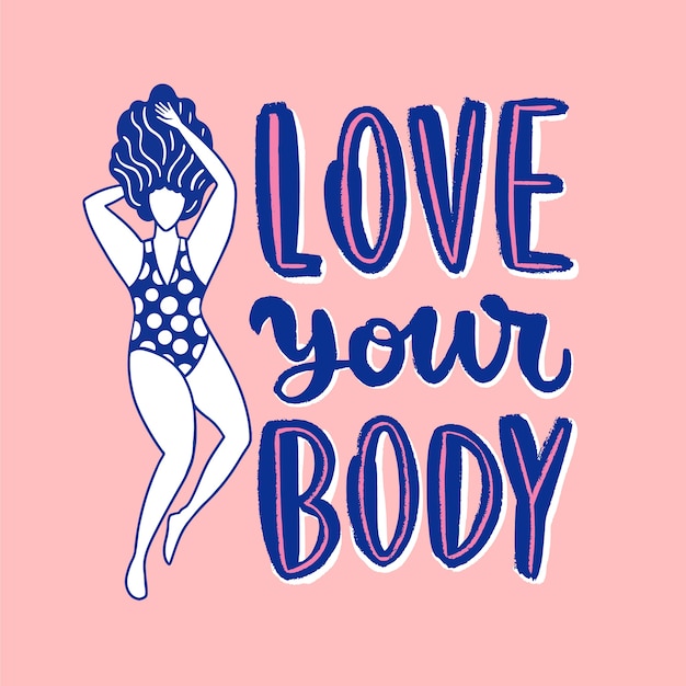 Body positive lettering on pink background