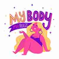 Free vector body positive lettering with illustration