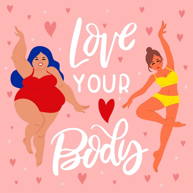 Body positive lettering with women