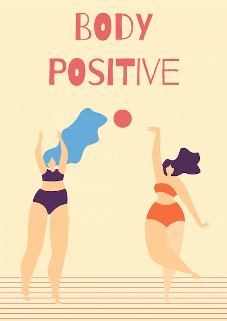 Free vector body positive motivate woman text cartoon card