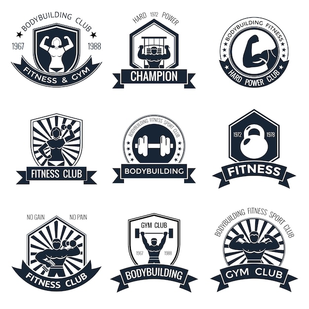 Bodybuilding Emblems Set