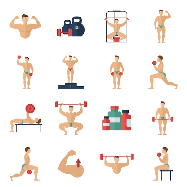 Set di icone di bodybuilding