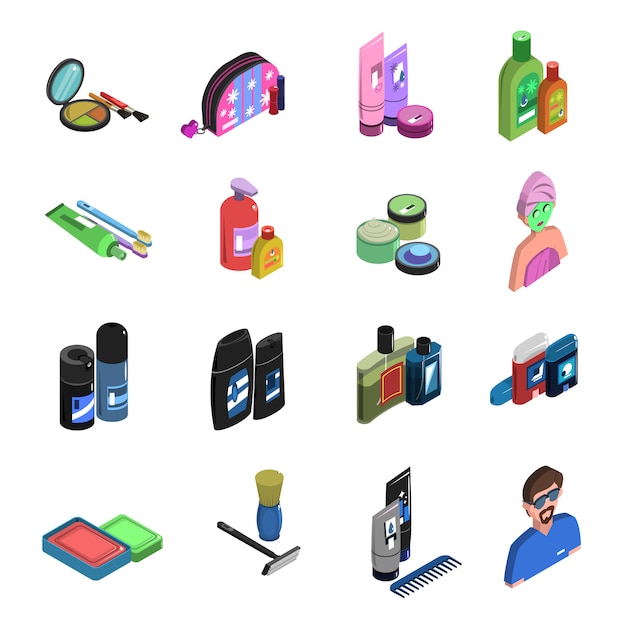 Bodycare isometric icon set