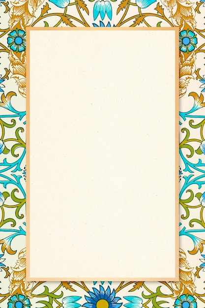 Free vector bohemian botanical frame william morris pattern