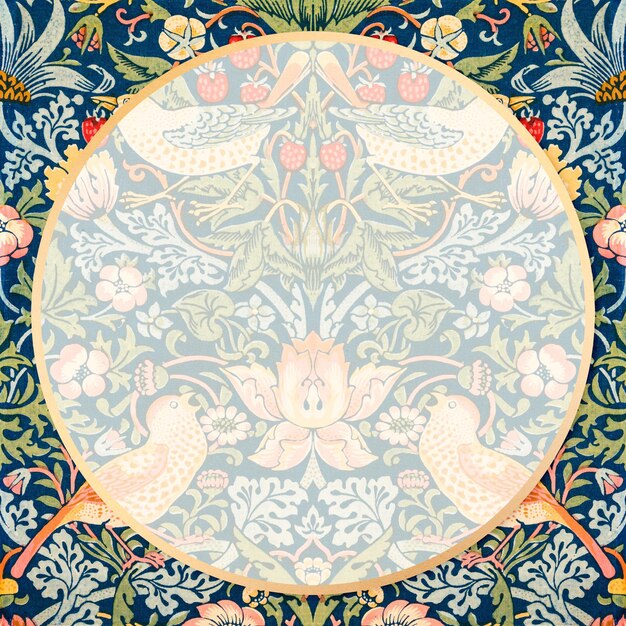 Bohemian fabric frame vector William Morris pattern