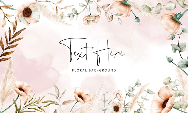 Free vector bohemian floral background with beautiful poppy flower