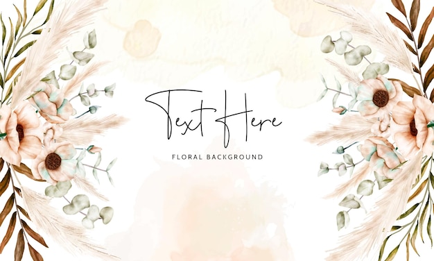 bohemian floral background with beautiful poppy flower