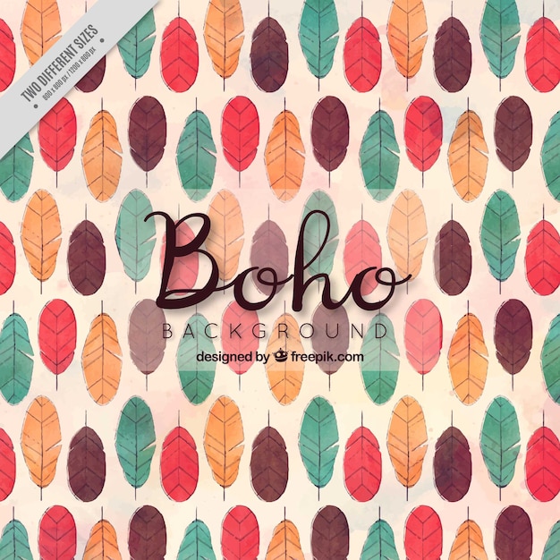 Boho фон с цветными перьями