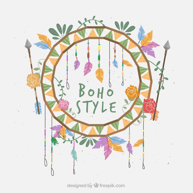 Free vector boho background with floral decoration and arrows