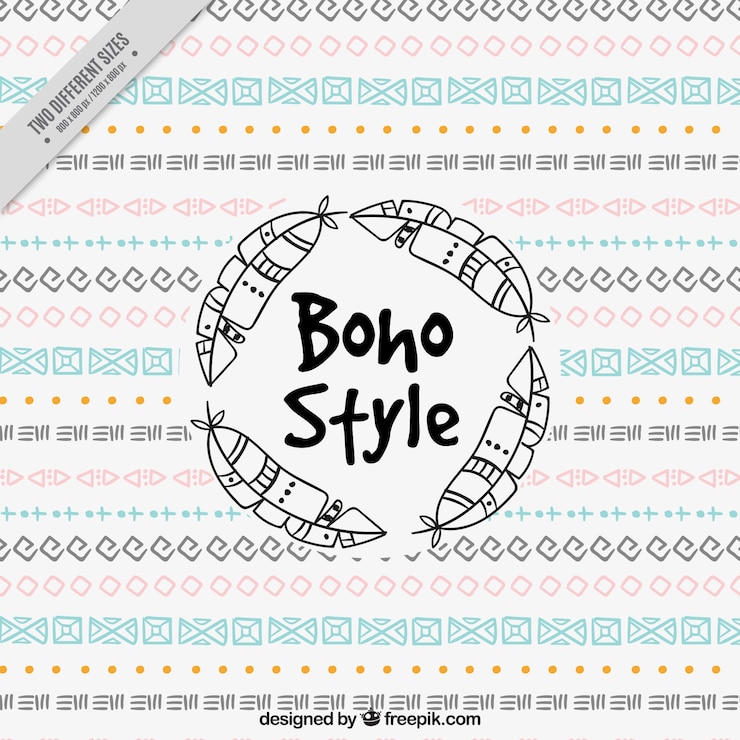 Бесплатный Вектор boho фон с геометрическими рисунками