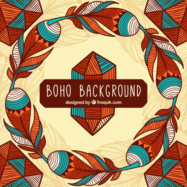 Boho background with hand drawn style